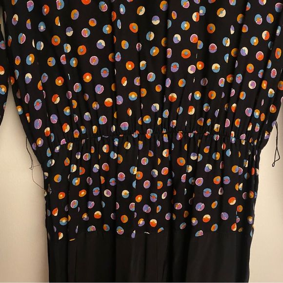Vintage 80s Tareti by Howard Lei Colorful Polka Dot Zig Zag Blazer Jumpsuit - Picture 15 of 16